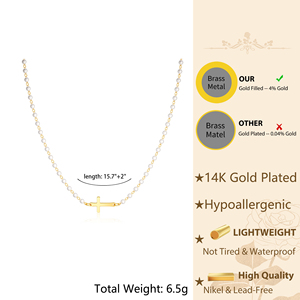 <span class=keywords><strong>Collana</strong></span> <span class=keywords><strong>con</strong></span> Pendente a <span class=keywords><strong>Croce</strong></span> e Catena di Perle per Donne, Gioiello <span class=keywords><strong>con</strong></span> <span class=keywords><strong>Croce</strong></span> Orizzontale in Ottone Placcato <span class=keywords><strong>Oro</strong></span> - Product Image 3