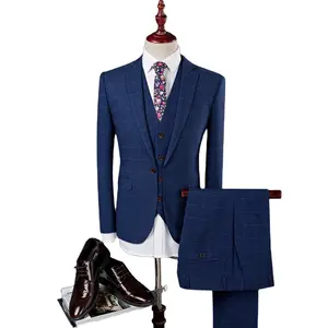 New Fine Grain Plaid Suit Business Formal Suit Men Leisure Trade Suit Men