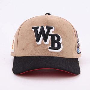 Casquettes de baseball snapback unisexes personnalisées à 5 panneaux, bicolores, en suède 100% polyester, style sportif urbain, pour l'extérieur - Product Image 6