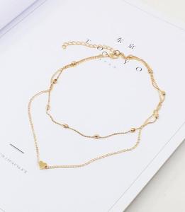Hot Sale Minimalist Style Small <strong>love</strong> Neck Chain Copper Heart Double Pendant Clavicle Necklace - Product Image 3