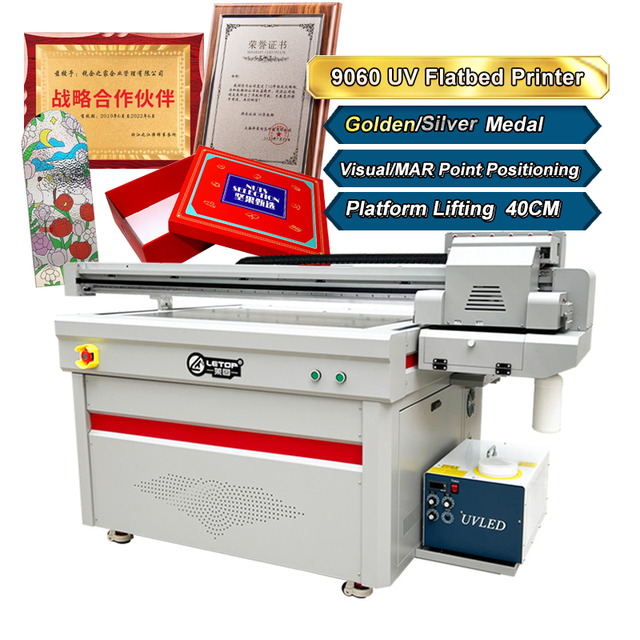 LETOP Manufacturer 6090 Flat Bed UV Pvc Glass Large Format Uv Inkjet Flatbed Printer