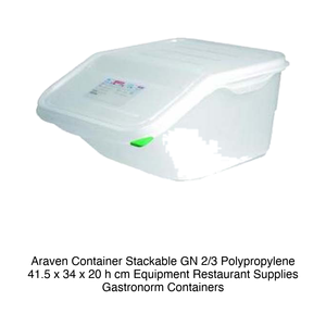 Polypropylene GN 2/3 Food Storage <b>Container</b> 16 L 41.5 × 34 × 20 h cm, Stackable Araven - Product Image 2