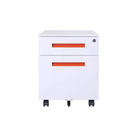 Meuble de rangement mobile en acier à 2 tiroirs pour classement, sous le bureau, en métal, avec serrure et roulettes