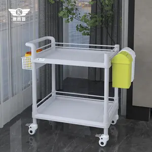 Hospital Medical Emergency Trolley Surgical Instrument Cart Plastic Two Layers Plastic Muli-functional Nursing Vehicle