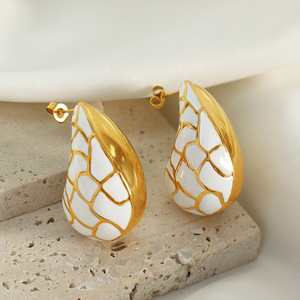 Teardrop <b>Shape</b> Color-<b>Blocked</b> Drop Earrings Zinc Alloy Fashion Dangle Earrings For Winter Commuting - Product Image 3