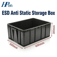 Conteneur de manutention ESD léger 600*500*300MM en plastique antistatique PP, carton noir/bleu, boîte de rangement ESD SMT avec cloisons