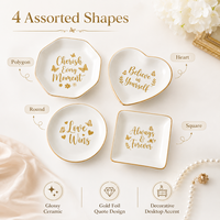 Plateau à bijoux en céramique blanche moderne, forme ovale irrégulière avec bord doré, plateau décoratif pour bibelots, logo personnalisé, artisanat