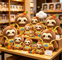 Peluche paresseux personnalisée, adorable personnage de dessin animé en salopette, poupée en peluche pour cadeaux d'enfants, vente en gros