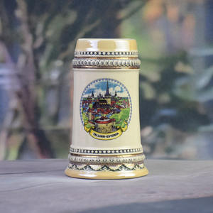 Chope à bière ou à vin en porcelaine en forme <span class=keywords><strong>de</strong></span> <span class=keywords><strong>tour</strong></span> <span class=keywords><strong>de</strong></span> château allemand - Sculpture <span class=keywords><strong>de</strong></span> chevalier en 3D, couvercle en aluminium, écologique, réutilisable, promotionnelle, pour <span class=keywords><strong>les</strong></span> fêtes - Product Image 1