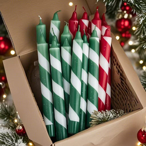Wholesale Macaron Color <b>Striped</b> Taper <b>Candles</b> Handmade Threaded Long <b>Candles</b> in Box for Birthday Party Decoration - Product Image 1