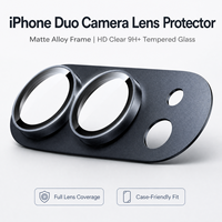 Pelindung Lensa Kamera iPhone Duo - Bingkai Logam Matte Alloy HD Transparan Perlindungan Kelas AAA Kaca Tempered 9H+