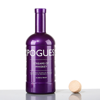 Texture céramique personnalisée Luxe élégant violet foncé vide Logo personnalisé impression liège 500ml 750ml Bouteille de liqueur en verre