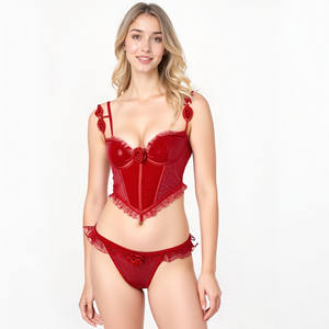 Modeontwerp Romantische Fantasie Vintage Geïnspireerde Hoogbouw Beugel 2-delige Sexy Kant Lingerie Jonge Vrouwen Ondergoed Sets - Product Image 5