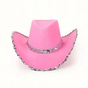 Sombrero de Vaquero Occidental para Novia, Festival de Carnaval de Halloween, Sombrero de Fiesta Vaquero Unisex con Bordado de Lentejuelas, Casual, para Viajes, 4 Estaciones - Product Image 2