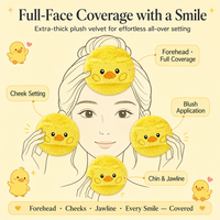 JLY Plush Duck Powder Puff, houppette à poudre en velours à poils longs pour le visage, pour poudre libre et fond de teint, outil cosmétique moelleux, OEM