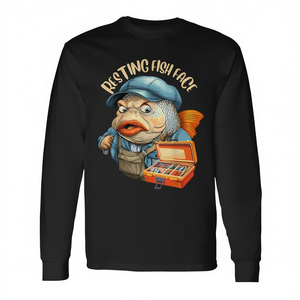 T-shirt à manches longues avec motif visage de poisson au repos, design pêcheur - Product Image 2
