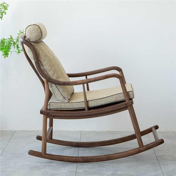 Handmade New Chinese Black Walnut Wood Rocking Chair Solid Wooden ...