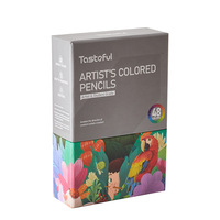 Crayons de couleur triangulaires épais de 48 couleurs, pointes colorées pour une sélection facile, crayons de dessin en bois à haute teneur en pigments dans un coffret cadeau
