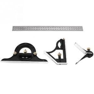 3 teile/satz 300mm Kombination Quadratisches Winkel lineal 45/90 Grad mit Blasen-Level-Multifunktions-Mess-Edelstahl-Messgerät - Product Image 3