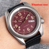 Tandorio 40mm caja de titanio NH35 NH36 Movt relojes para nuevos hombres Vintage Verde Negro Dial 20ATM zafiro impermeable 3,8 corona