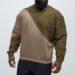 Customize Logo Design Sweater Slim Fit Color Block Panel Patch <strong>Work</strong> Sweatshirt Men Crew Neck Cotton Fleece <strong>Jumpers</strong> - Product Image 4