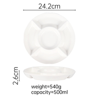 Plateau en céramique blanche personnalisée, 5 compartiments, plats de service pour les snacks et les fruits, repas rond
