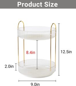 Organisateur de cosmétiques rotatif de luxe léger en plastique PET moulé par injection, boîte à bijoux, organisateur de maison moderne et durable pour salle de bain - Product Image 4
