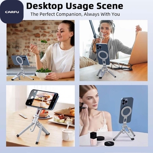 Trípode de Aluminio Plegable para Teléfono, Soporte de Escritorio de 3 Patas, Gancho de Mosquetón, Agarre Portátil para Vlog y Selfies, Compatible con 16, 15 y 14 - Product Image 4