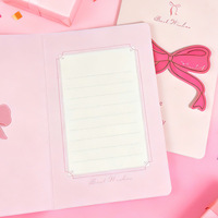 Tarjeta de Felicitación 3D con Lazo Rosa Coqueta, con Juego de Sobres, Tarjetas de Cumpleaños Plegables con Lámina Dorada de Lujo, Tarjetas de Felicitación de Papel para Mujeres y Niñas