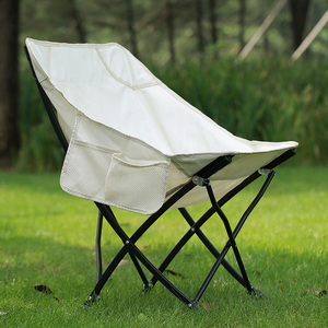 Silla Plegable de Camping, Cómoda Silla Tipo Luna con Bolsillo Lateral para Senderismo, Pesca y Camping al Aire Libre - Product Image 1