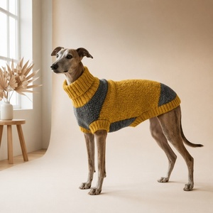 Suéter de Tricô Grosso com Gola Alta e Logo Personalizado para Cães, Premium, com Blocos de Cores, Macio, Alta Elasticidade, Ajuste Perfeito para Outono/Inverno, para Whippets e Outros Pets - Product Image 4