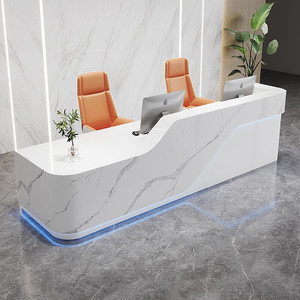 Moderna e Resistente Scrivania di Ricezione Aziendale Semicircolare, Bancone Angolare per Istituti di Formazione e Addestramento, Uso Commerciale - Product Image 3