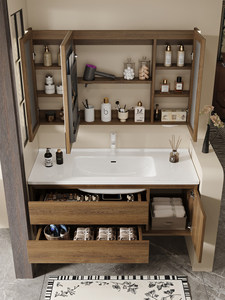 Lavabo de Cerámica de Estilo Vintage con Espejo con Iluminación Inteligente y Mueble de Baño Suspendido en la Pared - Product Image 6