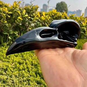 Calaveras de Cuervo Talladas a Mano en Obsidiana Natural, Decoración de Cristal Reiki, Decoración para el Hogar, Tallado en Sombra - Product Image 1