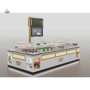 Luxury Custom Wood & Gold Perfume Kiosk Displays | Stylish <b>Small</b> Perfume Boutique & Full Retail Solutions Perfume Display Stand - Product Image 5
