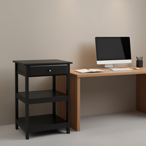 Support d'imprimante Delta Black avec 1 tiroir, armoire de classement en bois pour bureau à domicile - Product Image 2