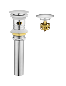 Accessoire de salle de bain moderne en laiton plaqué, robinet de vidange de lavabo à ouverture par pression avec ou sans trop-plein - Product Image 3