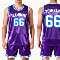Maillot de basket-ball d'équipe internationale personnalisé OEM, design d'échantillon, sublimation trois couleurs, violet clair, uniformes d'entraînement de basket-ball