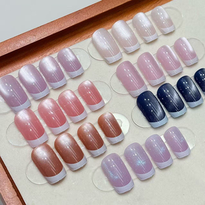 Faux ongles courts de luxe en gel souple, faits à la main, personnalisés, en gros, à presser, marque privée - Product Image 1