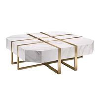 Table basse de luxe moderne pour salon, table à café en marbre et acier inoxydable pour la maison et l'hôtel