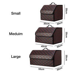 Foldable कार कार्गो भंडारण बॉक्स के साथ मजबूत बोर्ड पु चमड़े ट्रंक अंतरिक्ष आयोजक बॉक्स बिन ऑटो कार पीछे की सीट आयोजक
