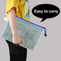 A4/A5/A6 taille PVC document maille pochette à fermeture éclair étanche fichier maille sacs école fournitures de bureau cosmétiques stockage lettre crayon