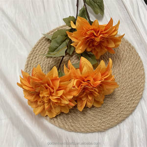 QSLH Ti406 fête décoration <span class=keywords><strong>fleurs</strong></span> artificielle toile de fond mariage grande soie fleur Dahlia fleur pour événement décor - Product Image 4