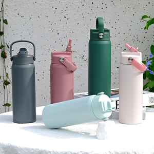 OEM 24oz Double Wall Metal 4-in-1 <b>Straw</b> Lid Water Bottle 24 oz Hot <b>Cold</b> Insulated Sports Flask Outdoor Adventure - Product Image 6