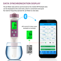 BLE-C600 Smart Portable pH Meter 7 in 1 pH TDS EC ORP Salinitas S.G Suhu Alat Uji pH Multiguna untuk Kolam Renang