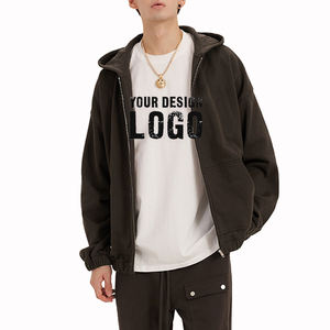 Wholesale Customized 500GSM Oversized <b>Zip</b> <b>up</b> Men's <b>Hoodie</b> Street Casual Heavyweight Loose Sport Zipped Mens Hoodies - Product Image 3