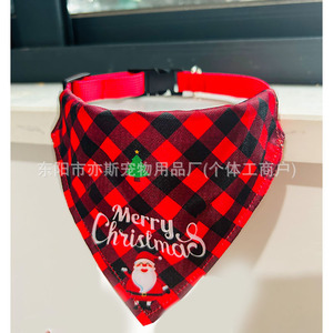 ผ้าพันคอสามเหลี่ยมลายสก็อตคริสต์มาสสำหรับสัตว์เลี้ยงยี่ห้อ Yisi ผ้าพันคอแบบปรับได้สำหรับแมวและสุนัข ดีไซน์สีแดงและสีเขียว อุปกรณ์เสริมสำหรับฤดูหนาว - Product Image 3