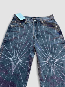 Jeans Denim Y2K di Alta Qualità Stile Spider-Man, <span class=keywords><strong>Pantaloni</strong></span> da Uomo di Marca Designer, Moda Hip Hop Elasticizzata, <span class=keywords><strong>Pantaloni</strong></span> Neri Thug Club - Product Image 3