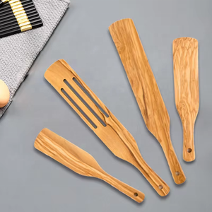Juego <span class=keywords><strong>de</strong></span> 4 Espátulas Antiadherentes <span class=keywords><strong>de</strong></span> Madera <span class=keywords><strong>de</strong></span> Olivo Natural con Orificio para Colgar, Aptas para Lavavajillas, Duraderas - Product Image 5