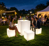 Meuble cube LED lumineux avec couleur RGBW, étanche IP65, rechargeable, pour usage extérieur